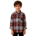 thumbnail image 4 of Mercatoo Boys Girls Plaid Shirts Button Down Western Tops Long Sleeve Kids Collared Shacket Casual Loose Spring Basic Tees Blouse, 4 of 9