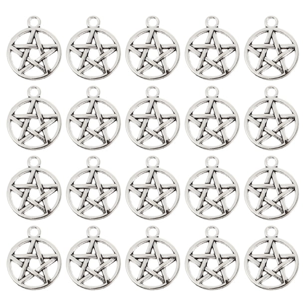 EeaseMX 50 colgantes unisex con pentagrama en tono plateado (plata)