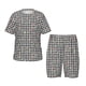 thumbnail image 1 of Balery Black And White Houndstooth Conjunto de Pijama Infantil de Manga Corta con Estampado – Ropa de Dormir de Algodón Suave-Large, 1 of 6