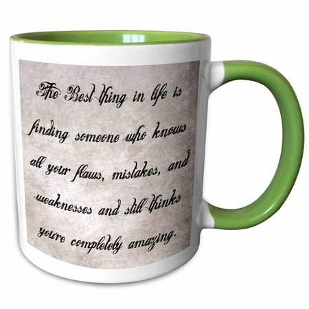 3dRose The best thing in life is finding someone who knows you are amazing - Two Tone Green Mug,