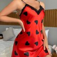 thumbnail image 5 of Sakmal Cloud-Like Lounge Chemise Nightgowns for Women Red Breathable Silky Mumu Dress Sleeveless Heart Print V-Neck Short Chemises S-XL, 5 of 5
