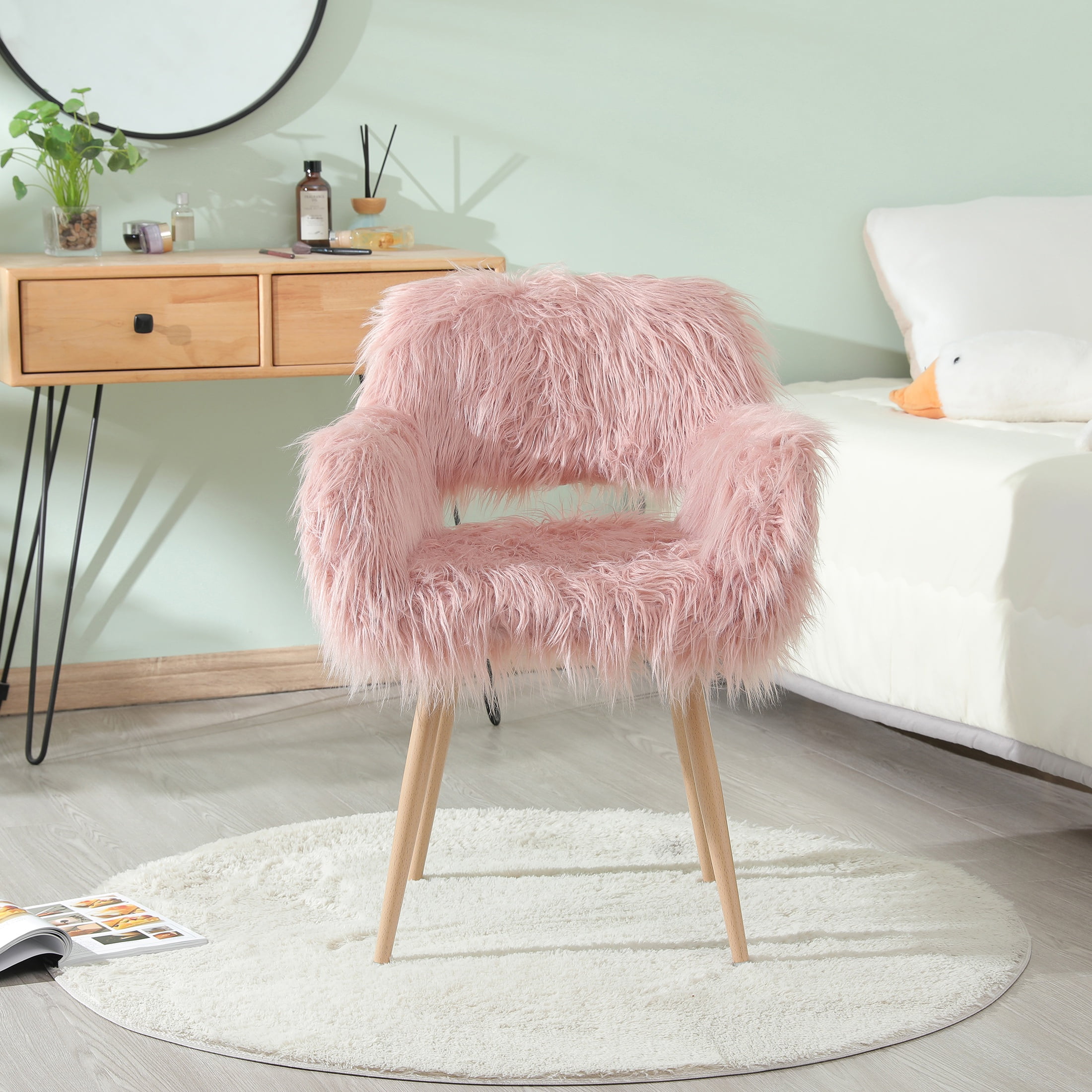 pink dresser chair Pink Velvet Vanity Chair, Bow Butterfly Backrest Makeup Lounge Seat Stool for Bedroom Dressing Room, Gold Frame