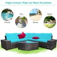 thumbnail image 5 of Costway 6PCS Rattan Furniture Set Conversation Cushioned Sofa Armrest Garden Turquoise, 5 of 11