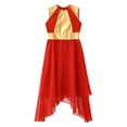 thumbnail image 5 of iiniim Girls Praise Dance Dress Color Block Metallic Liturgical Worship Lyrical Dancewear Red 14, 5 of 7