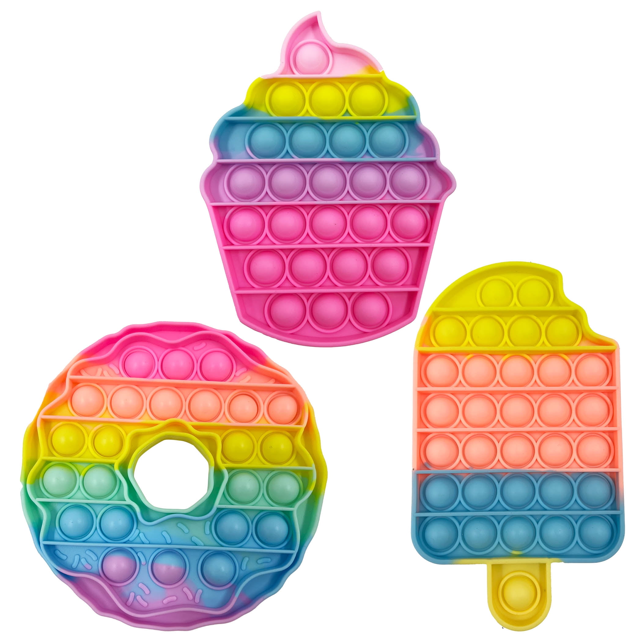 3-PACK Cupcake Push Pop Bubble It Sensory Fidget Toy Stress Relief Game 