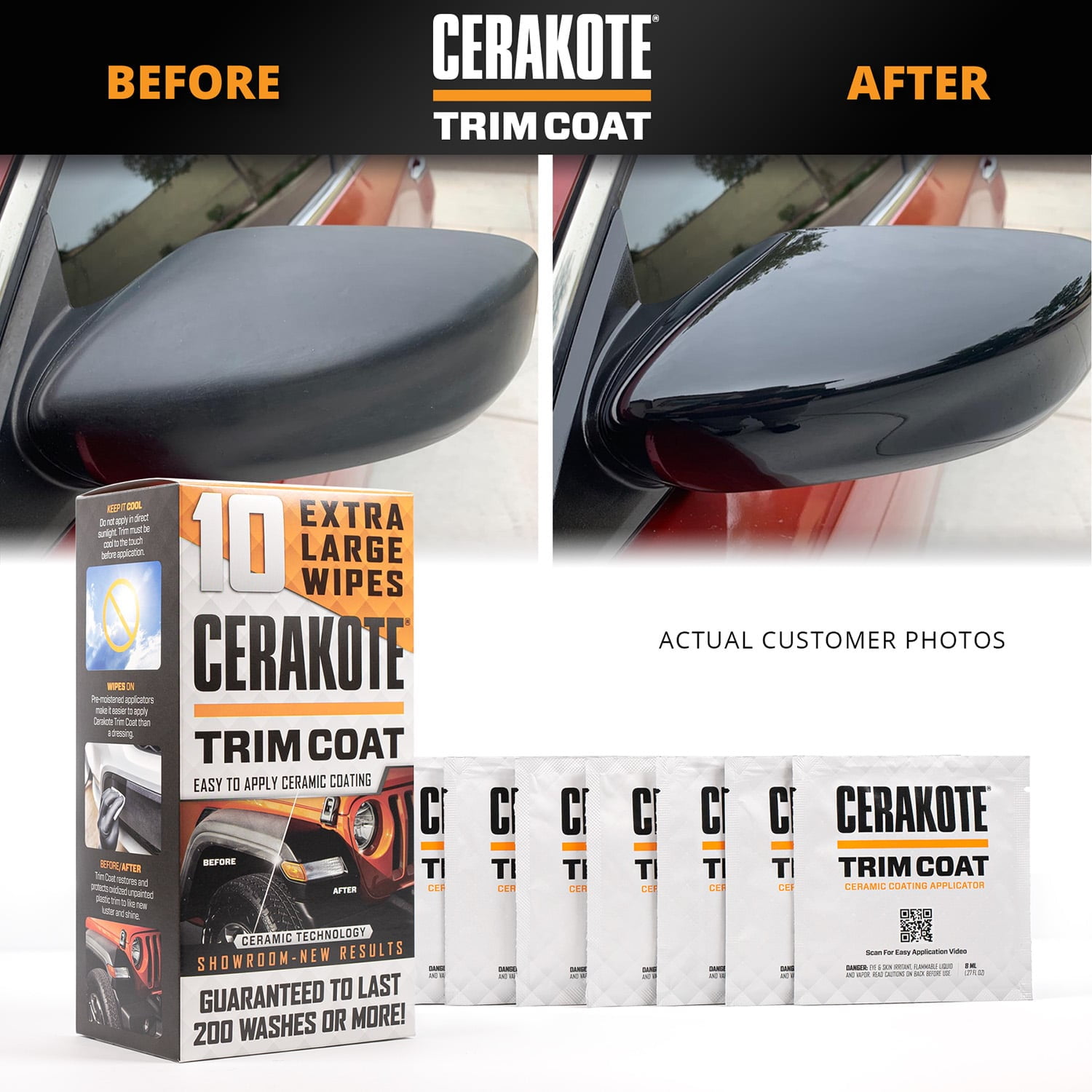 CERAKOTE TRIM COAT WIPES / CERAMIC COATING APPLICATOR 8ML - REFLECTIONS CAR  CARE