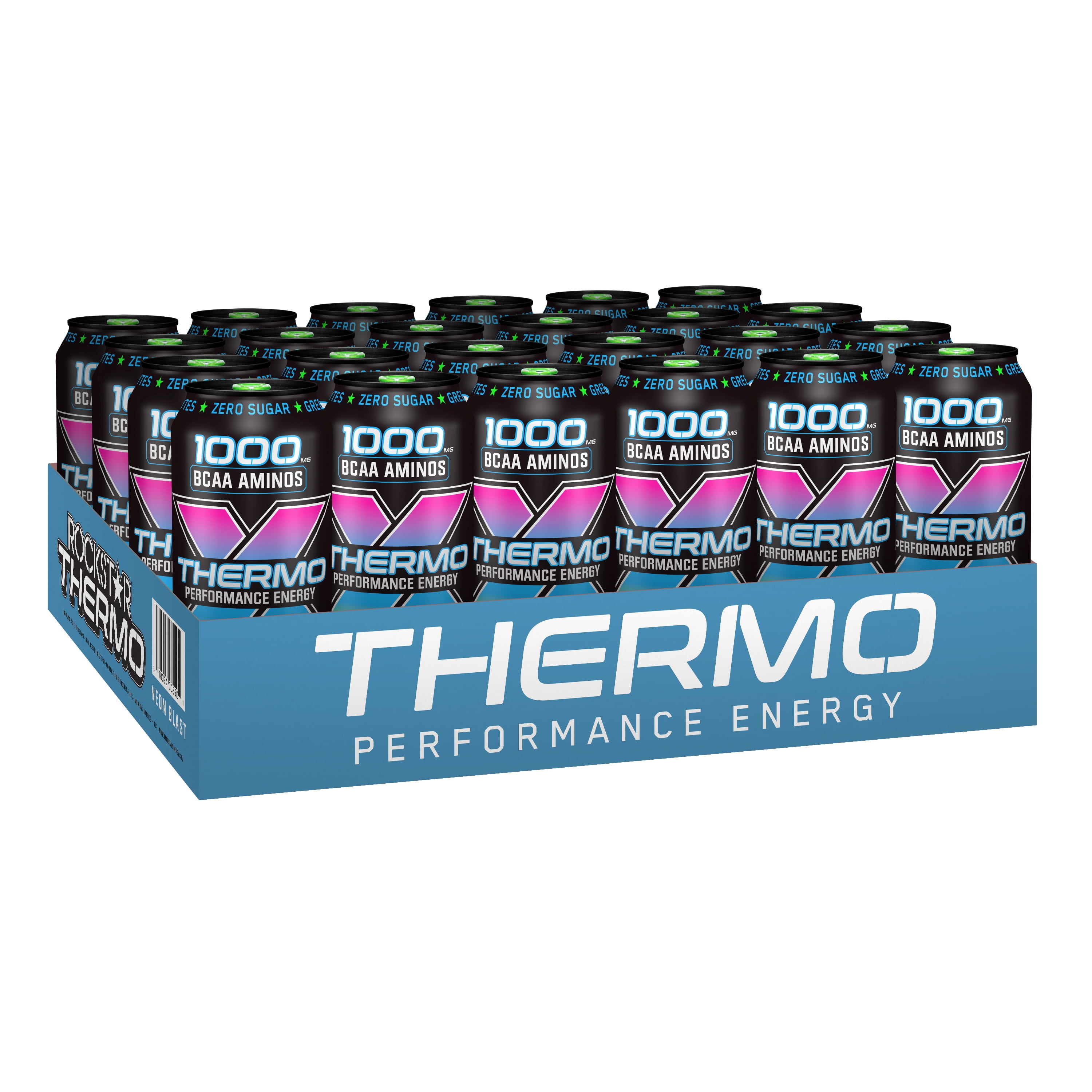 (24 Cans) Rockstar Thermo Neon Blast Energy Drink, 16 fl oz