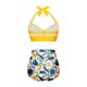 thumbnail image 4 of Bikini Mujer Traje de Baño Conjunto de Bikini Push Up Sexy Para Mujer, Traje de Baño de Dos Piezas de Cintura Alta, Tankini Con Estampado Retro Fruncido, Para Playa, Piscina y Fiesta 1852, 4 of 5