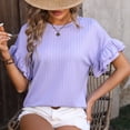 thumbnail image 3 of Noyal Women's Summer T-Shirts Ruffle Short Sleeve Tops Round Neck Casual Blouses Summer Casual Tops, 3 of 6