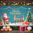 thumbnail image 6 of Santa Claus Christmas Banner Reindeer Xmas Display Christmas Tree Gift Boxes Holiday Backdrop for Christmas Party Holiday Decoration Indoor Celebration, 6 of 9