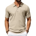 thumbnail image 2 of GrmtClth Men's Polo Shirt with Chest Pocket Short Sleeve Solid Color Business Casual Regular Fit Classic Work Tops 2026 Khaki M, 2 of 7