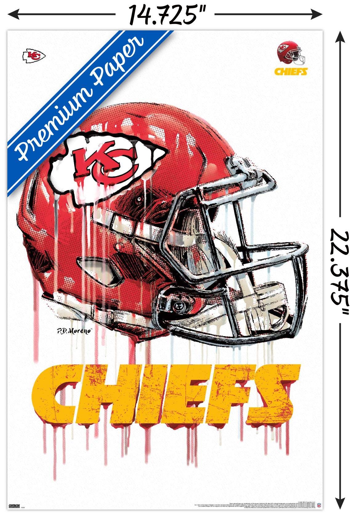 NFL Kansas City Chiefs - Neon Helmet 23 Wall Poster, 22.375" x 34" Framed