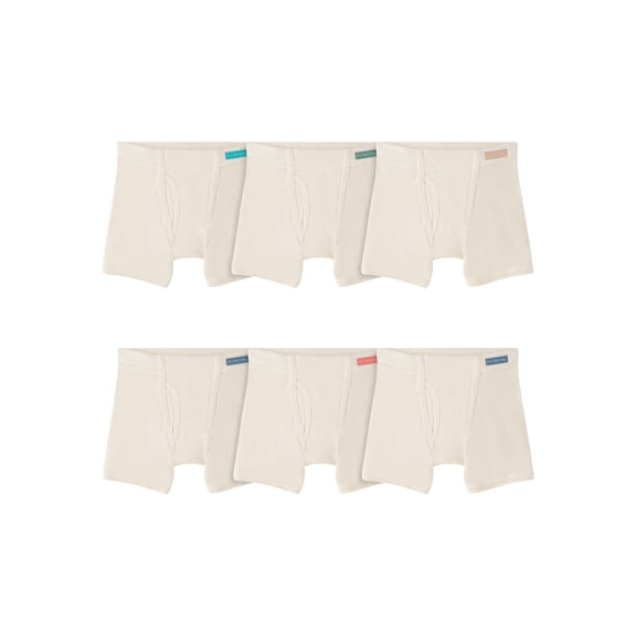 Fruit of the Loom Toddler Boy's Underwear, Natural Cotton Boxer Briefs, 6 Pack