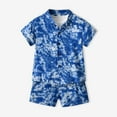thumbnail image 5 of Esaierr Boys 3Pcs Hawaiian Outfits for Kids Toddler,Baby Short Sleeve T-Shirt Tops +print Shorts + Shirt Set Breathable Cartoon Soft Summer Clothes Outfits Set for 1-6Years, 5 of 9
