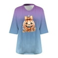 thumbnail image 4 of Shirts for Women Plus Size Halloween Printed V-neck 3/4 Sleeve T-shirt Plus Loose Top,Tops for Women Sky Blue XL, 4 of 4