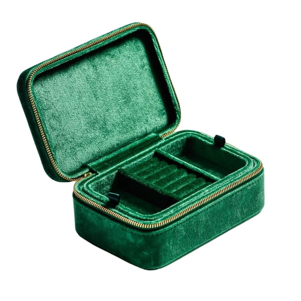 Estuche Organizador de dos niveles perfecl contenedor de joyas liviano para obsequios Verde