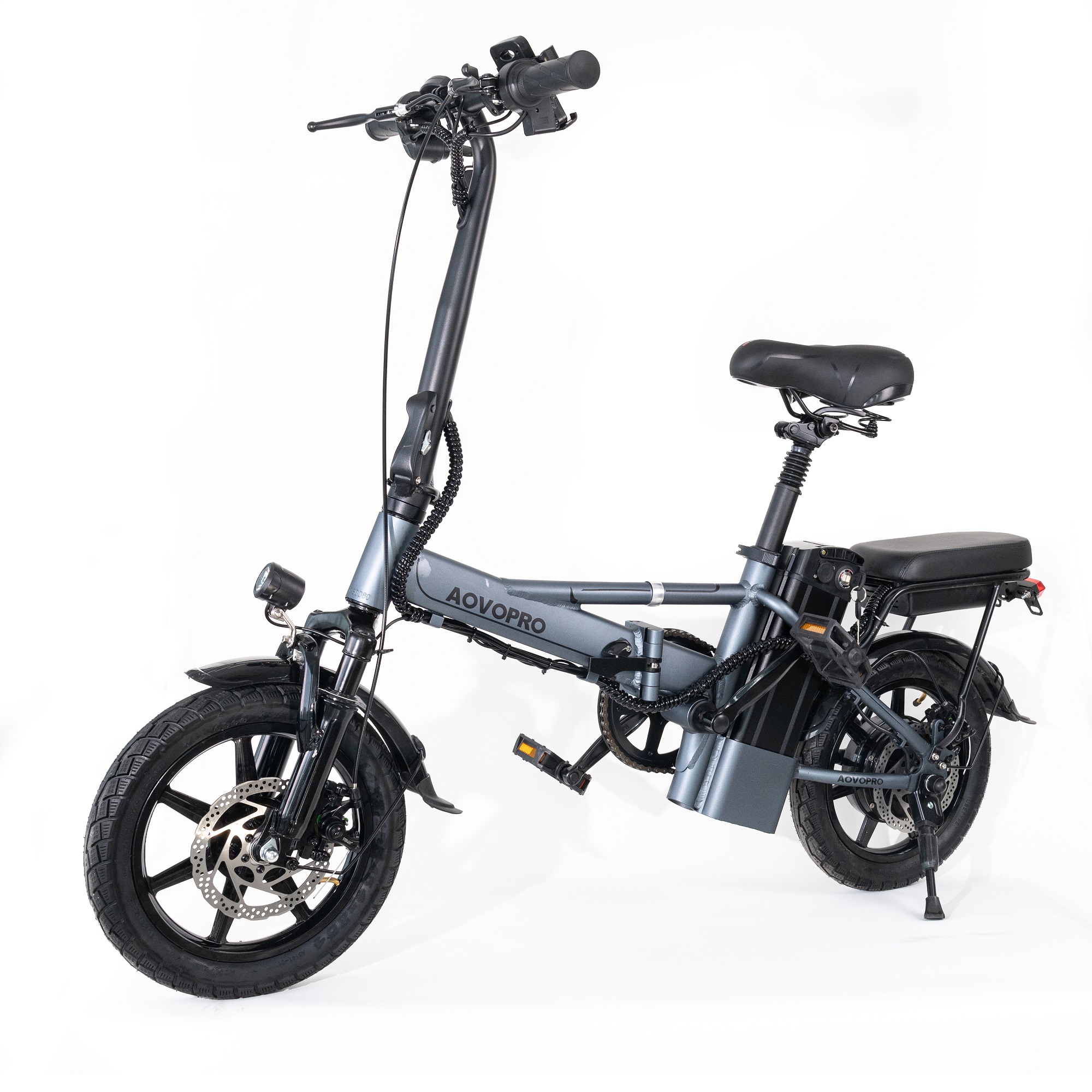 AOVOPRO EB60 14-Inch Folding Electric Bike – 500W Motor, 42V Battery, 28 Mile Range, Commuter Ebike