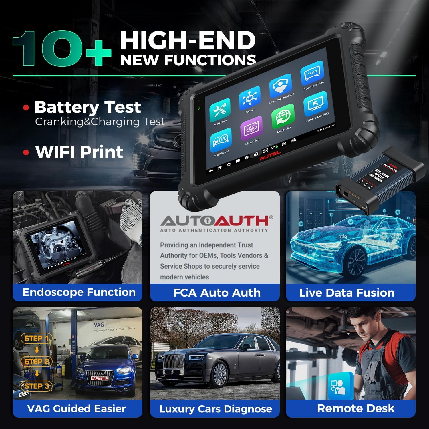 Autel Scanner MaxiSys MS909 Top Intelligent Diagnostic Scan Tool Topology 2.0,  40+ Service, Active Tests, 2 Year Free Update, Same as MS Ultra MS919