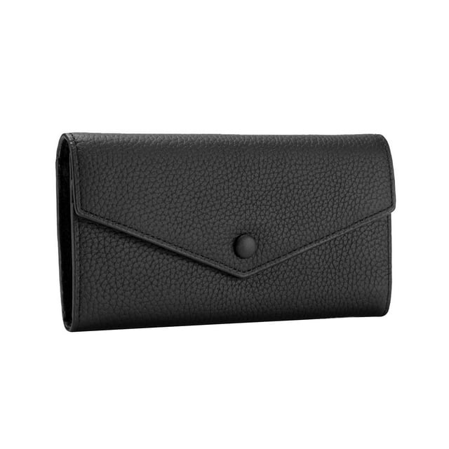 Cartera de mujer moderna de piel sintética con tarjetero, tarjetero portátil Negro
