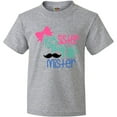 thumbnail image 3 of Inktastic Big Sister to a Little Mister Bow and Mustache Youth T-Shirt, 3 of 5