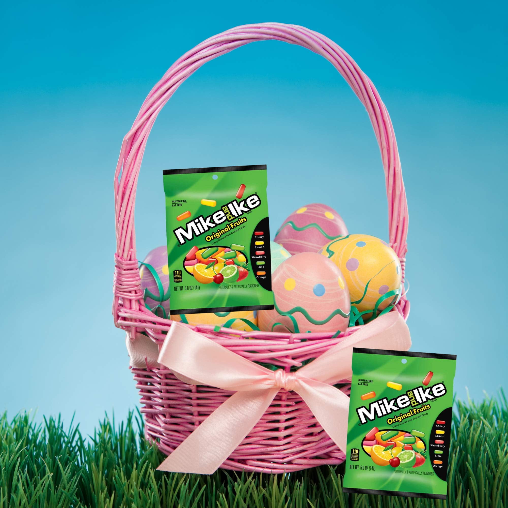 Bulk Mike and Ike Original Fruits Soft and Chewy Candy Bites, Easter Basket Stuffer, 5 Ounce Bags, Pack of 12