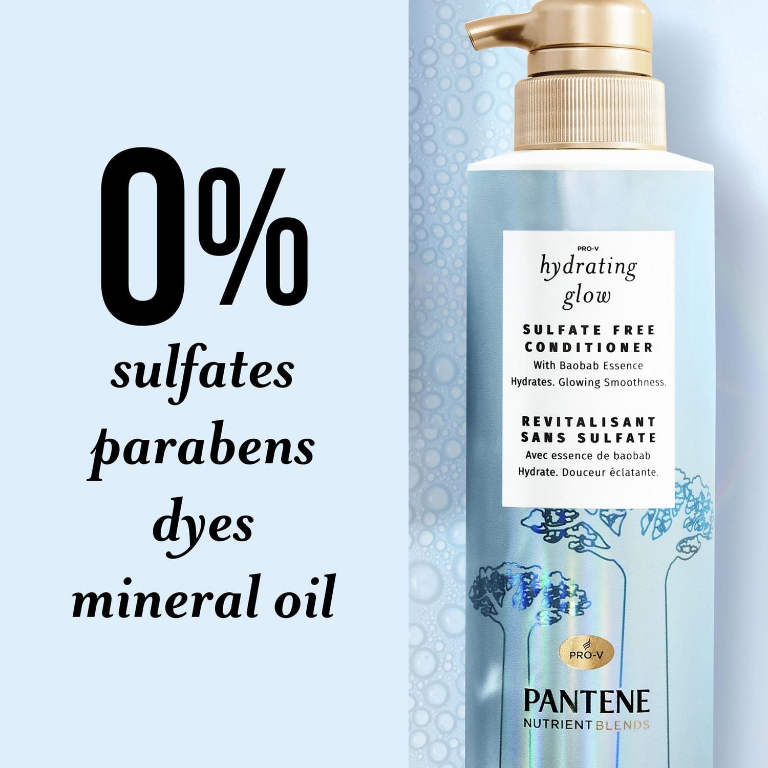 REVITALISANT Éclat hydratant SANS SULFATE PANTENE NUTRIENT BLENDS avec essence de baobab 400 mL