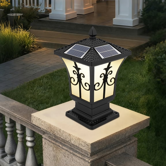 Metal Solar Post Lights Outdoor, LED Post Light Yard Driveway Fence Outdoor Pillar Lamp Waterproof Solar Powered Fence Post Lights, Solar Deck Lights Decorations