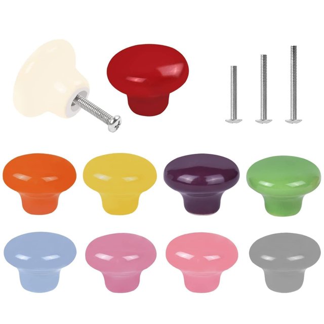Perillas de cerámica OctinPris, 10 piezas, redondas y coloridas, 32 mm