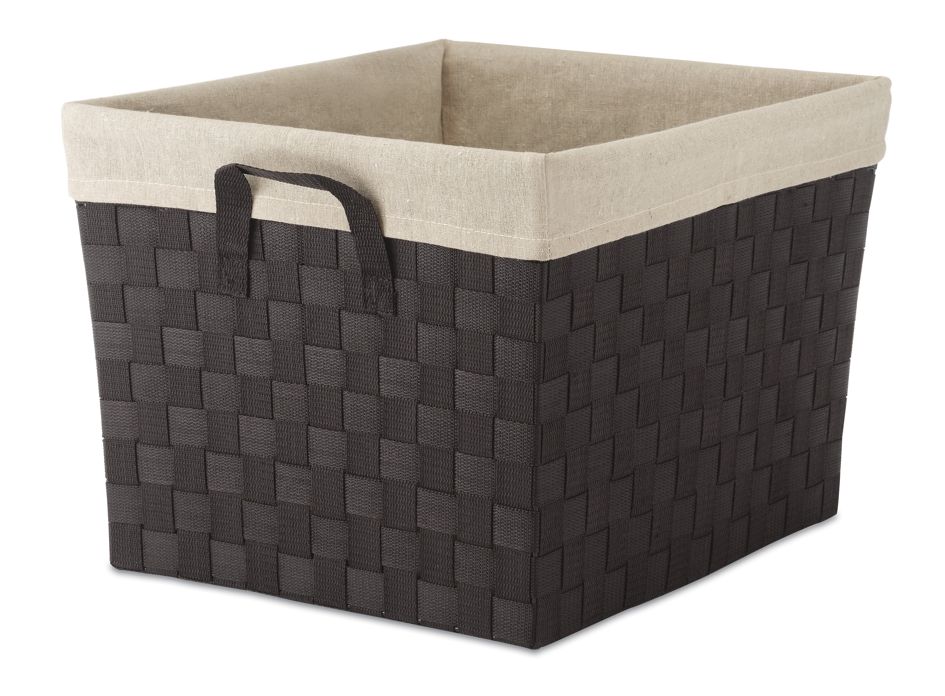Whitmor Woven Strap Storage Basket Tote with Liner Espresso Walmart