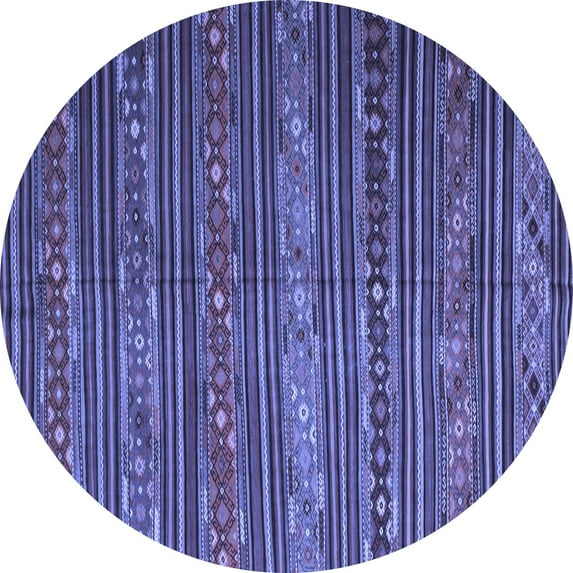 Ahgly Company Machine Washable Indoor Round Oriental Blue Traditional Area Rugs, 5' Round