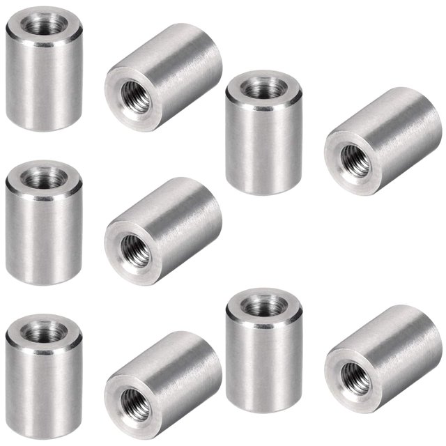 MroMax 10 tuercas de conector redondas M3 de acero inoxidable 304, tuercas de acoplamiento de varilla de 0.315 in de longitud, rosca hembra para cámara, soporte de lámpara, mesa de comedor plegable de