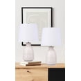 thumbnail image 2 of 20" Off-White Ceramic Table Lamp w/ Patterned Base & White Linen Shade (Set of 2), 2 of 4