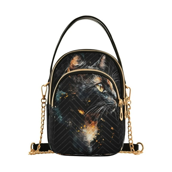 ALAZA Chain Crossbody Bags for Women Cat Pattern Shoulder Handbag Phone Purse