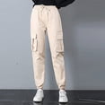 thumbnail image 2 of Ramiter Wide Leg Sweatpants Women 2023 Cargo Pants Woman Daily Casual High Waisted Straight Tapered Capris Casual Pants Beige,M, 2 of 4