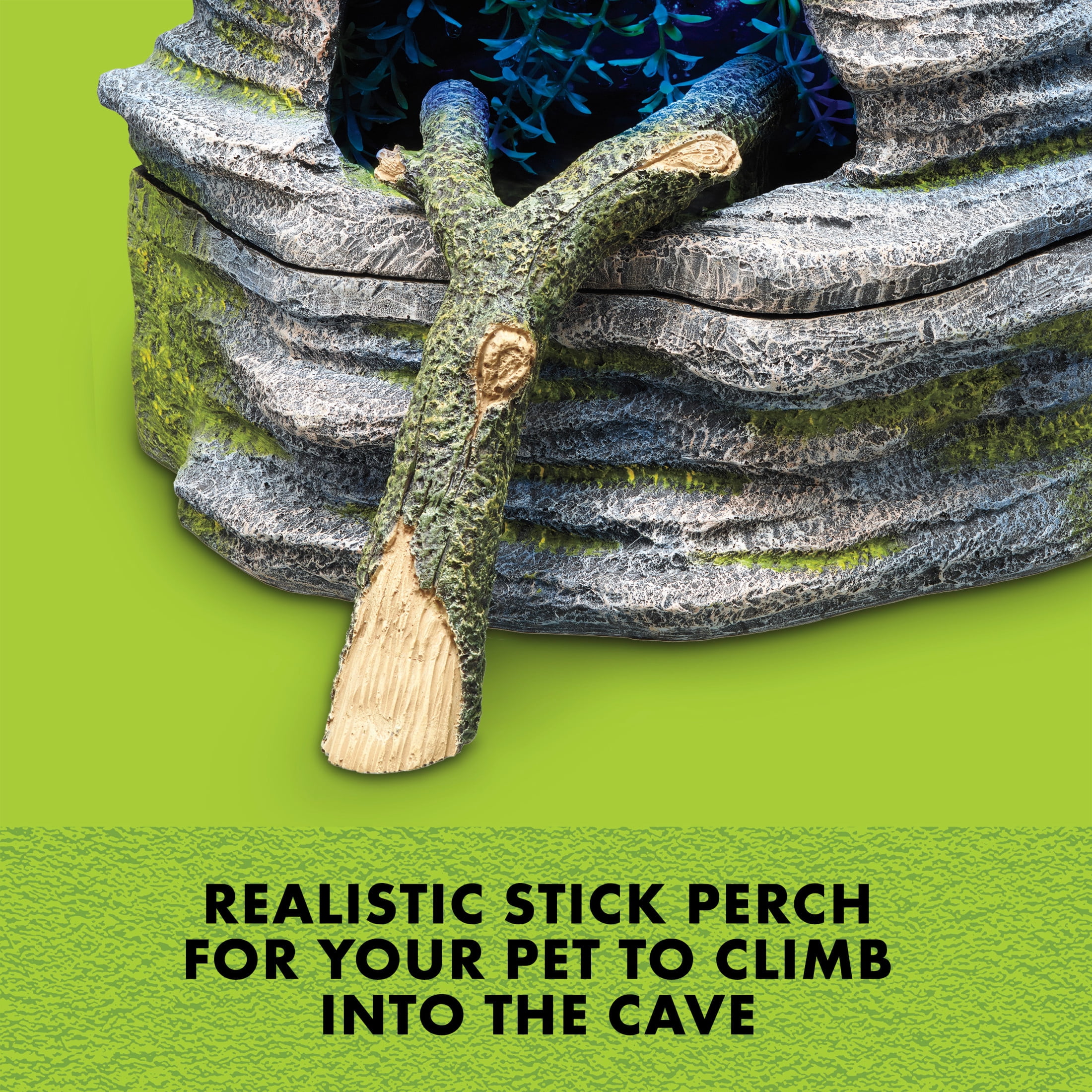 Zilla Spring Cave Décor with Blue LED Rain Chamber, Reptile Waterfall, Terrarium Water Dripper, Water Fountain for Geckos, Chameleons, Frogs and More