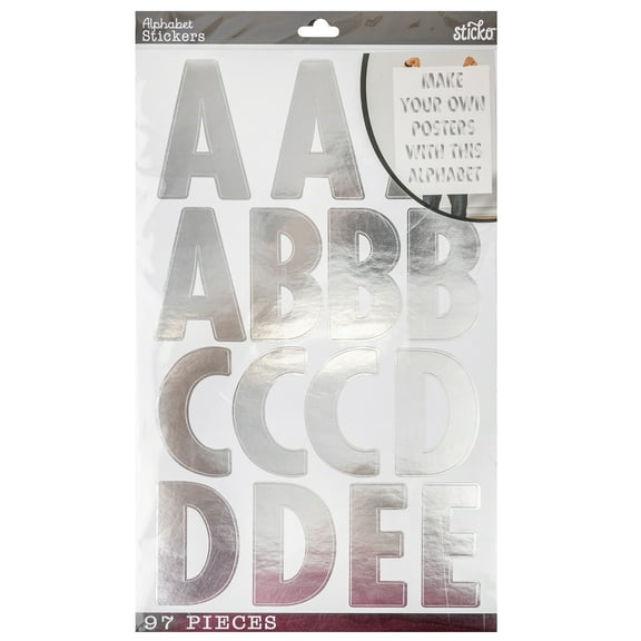 Sticko Silver XI Poster Alphabet Stickers, 97 Piece