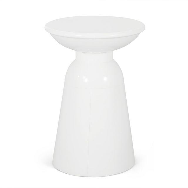 Mesa Benzara Suma 38 cm redonda para exteriores, hierro blanco