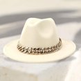 thumbnail image 3 of Elegant Wide Brim Fedora Hat with Chain Wide Brim Size Fashionable Classic Luxury Hat for Women Autumn Outdoors Mens - Beige, 3 of 7