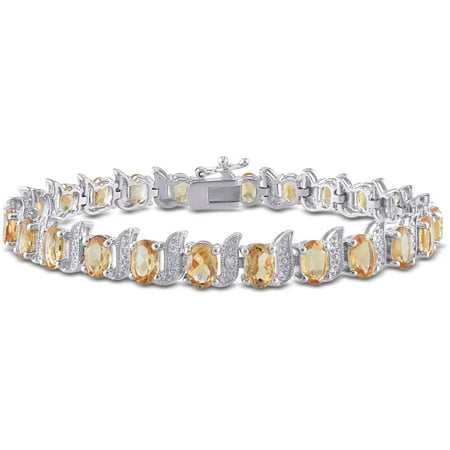 Tangelo 10-4/5 Carat T.G.W. Citrine and Diamond-Accent Sterling Silver Tennis Bracelet, 7