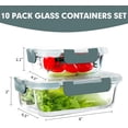 thumbnail image 2 of 10Pack Glass Meal Prep Containers, Airtight Glass Lunch Containers,Stackable Glass Food Storage Containers Set with Lids,Exclusive of BPA, for Microwave,Oven, Freezer&Dishwasher Friendly,Red, 2 of 7