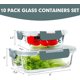thumbnail image 2 of Paquete de 10 recipientes de vidrio para preparar comidas, recipientes herméticos para el almuerzo, recipientes apilables para almacenar alimentos con tapas, sin BPA, aptos para microondas, horno,, 2 of 7