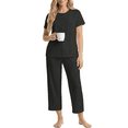 thumbnail image 3 of UVN Womens Pajama Sets Short Sleeve Button Down Tops and Capri Pants 2 Piece Outfit Soft Pjs Sleepwear Loungewear with Pockets, 3 of 9