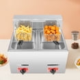 thumbnail image 2 of Commercial Double Tank Deep Fryer – 10.6 Qt Countertop Propane Fryer with 2 Independent Baskets, 2800 Pa High Pressure, 430 Stainless Steel, Floor Standing Gas Fryer for Restaurants, Food Trucks, 2 of 12
