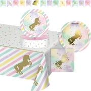 Creative Converting Multicolor Sparkle Unicorn Birthday Party Kit, 27 Count