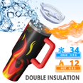 thumbnail image 5 of 40oz Tumbler with Handle and Straw, Vacuum Insulated Stainless Steel Travel Mug, Fits Car Cup Holder, Flame Print, 5 of 6
