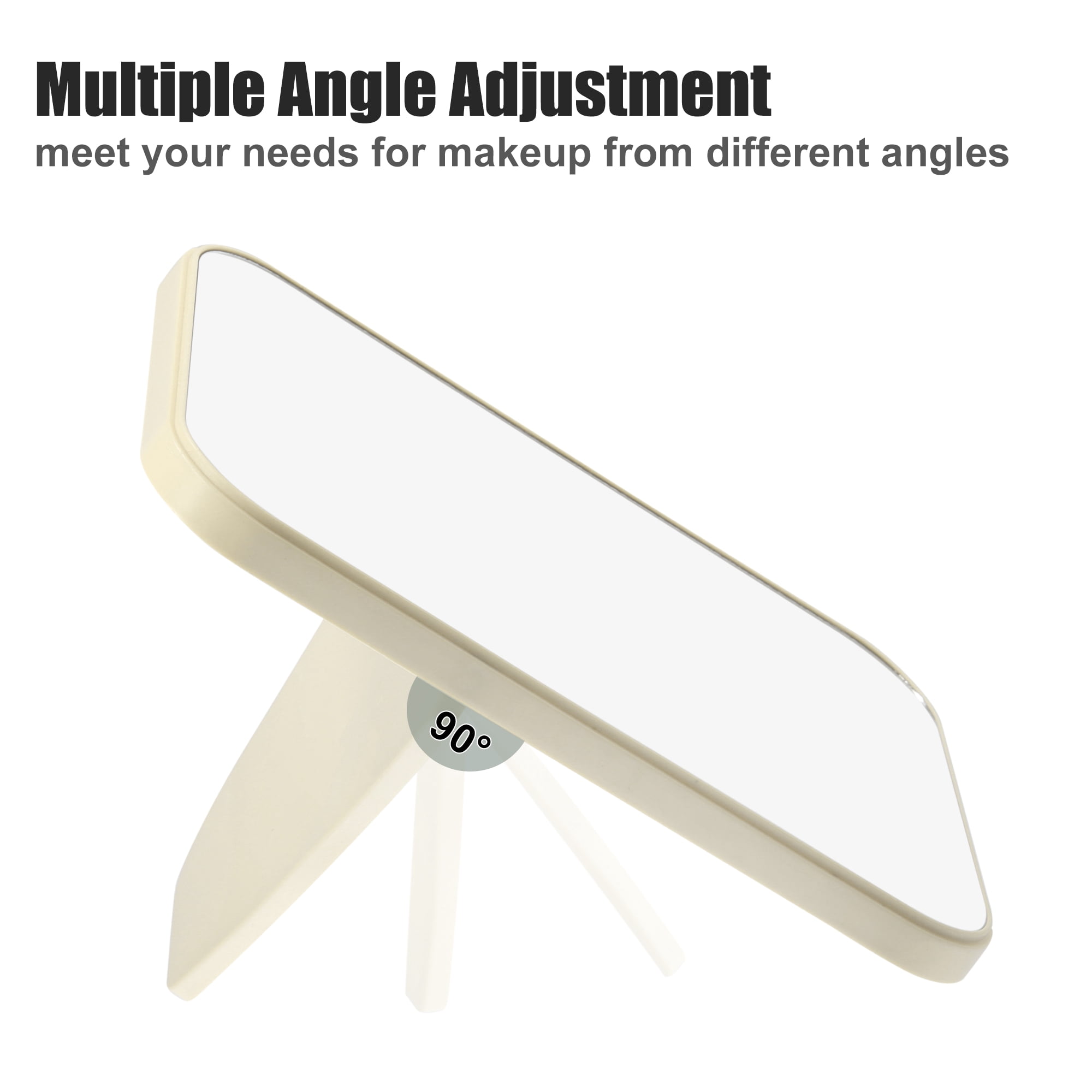 Unique Bargains Desktop Foldable Makeup Mirror Girls Women 8x6in Travel Beige