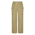 thumbnail image 2 of Men's Cargo Pants with Multi Pockets Loose Wide Leg Cotton Twill Sweatpants Hiking Joggers Athletic Trouses (XL, Khaki), 2 of 7