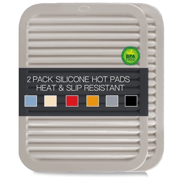 2 PCS Silicone Trivet for Hot Dishes, Hot Pads Trivets Mat for Hot Pots and Pans, Heat Resistant Silicone Hot-Mats, Pot Holders Jar Opener Tables-Mats for Countertop Drying Mat (Beige)