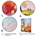 thumbnail image 3 of Designart "Windmills in Colorful Flower Meadows I" Architecture Canvas Wall Art - Industrial Pink Wind Turbines Entryway Wall Art, 3 of 6