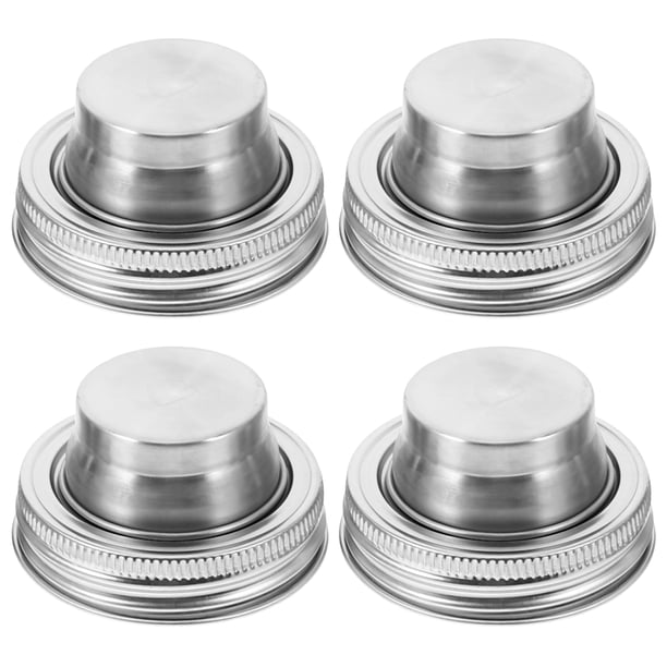 4 tapas de acero inoxidable para tarros de cristal, de boca regular, para conservas, cócteles, especias, harina, azúcar y más.